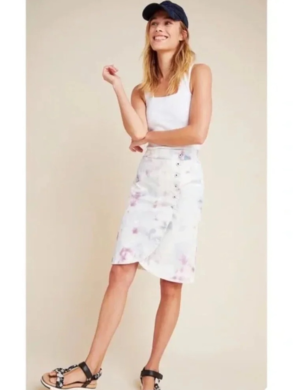 Anthropologie Kimmie Tie-Dye Tulip Midi Skirt Size 10 EUC